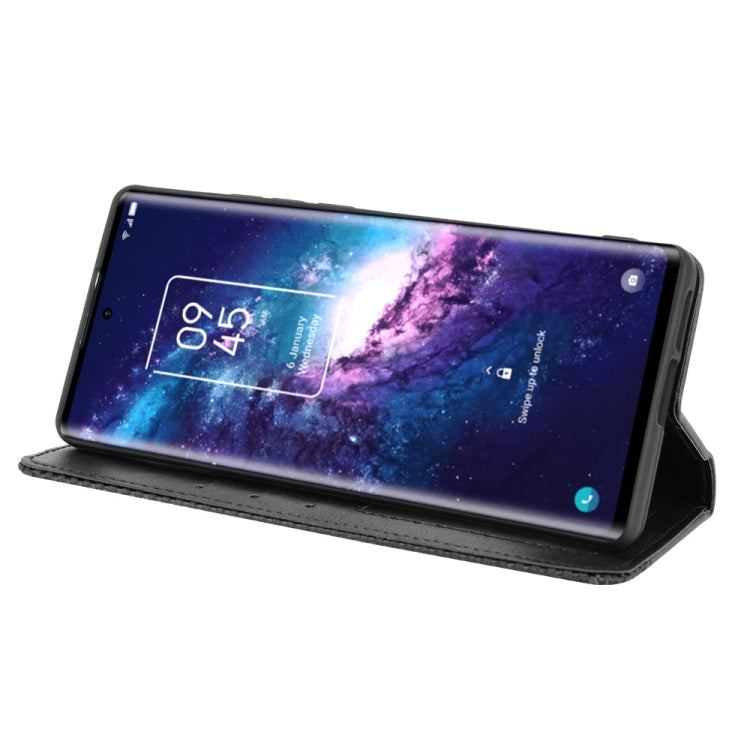 For TCL 20 Pro 5G Magnetic Buckle Retro Crazy Horse Texture Horizontal Flip Leather Case with Holder & Card Slots & Photo Frame(Black) - TCL by buy2fix | Online Shopping UK | buy2fix