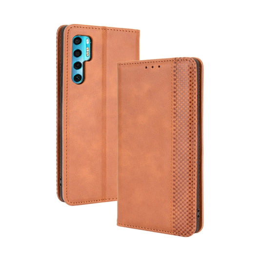 For TCL 20 Pro 5G Magnetic Buckle Retro Crazy Horse Texture Horizontal Flip Leather Case with Holder & Card Slots & Photo Frame(Brown) - TCL by buy2fix | Online Shopping UK | buy2fix