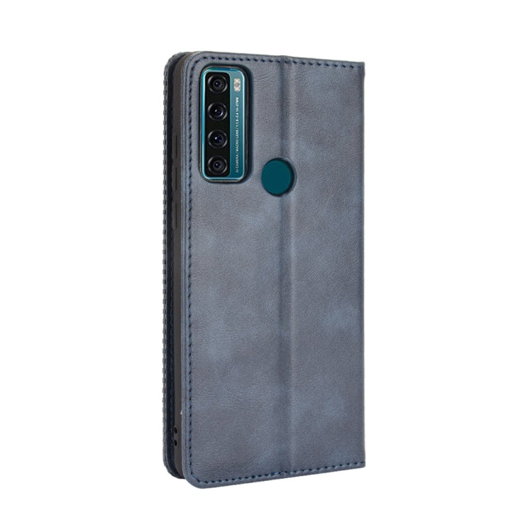 For TCL 20 SE Magnetic Buckle Retro Crazy Horse Texture Horizontal Flip Leather Case with Holder & Card Slots & Photo Frame(Blue) - TCL by buy2fix | Online Shopping UK | buy2fix