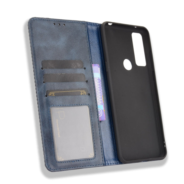 For TCL 20 SE Magnetic Buckle Retro Crazy Horse Texture Horizontal Flip Leather Case with Holder & Card Slots & Photo Frame(Blue) - TCL by buy2fix | Online Shopping UK | buy2fix