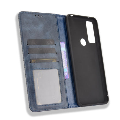 For TCL 20 SE Magnetic Buckle Retro Crazy Horse Texture Horizontal Flip Leather Case with Holder & Card Slots & Photo Frame(Blue) - TCL by buy2fix | Online Shopping UK | buy2fix
