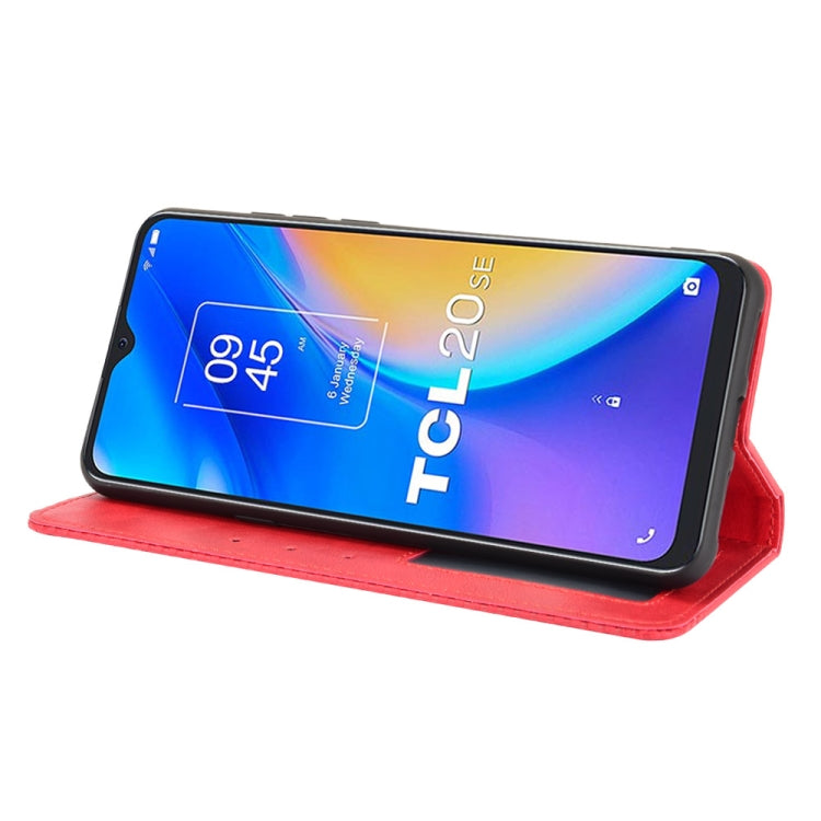 For TCL 20 SE Magnetic Buckle Retro Crazy Horse Texture Horizontal Flip Leather Case with Holder & Card Slots & Photo Frame(Red) - TCL by buy2fix | Online Shopping UK | buy2fix