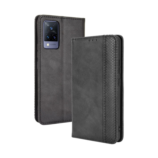 For vivo V21 5G / 4G Magnetic Buckle Retro Crazy Horse Texture Horizontal Flip Leather Case with Holder & Card Slots & Photo Frame(Black) - vivo Cases by buy2fix | Online Shopping UK | buy2fix