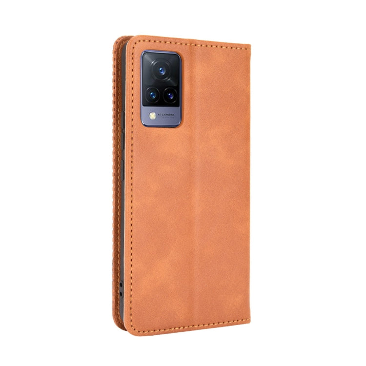 For vivo V21 5G / 4G Magnetic Buckle Retro Crazy Horse Texture Horizontal Flip Leather Case with Holder & Card Slots & Photo Frame(Brown) - vivo Cases by buy2fix | Online Shopping UK | buy2fix