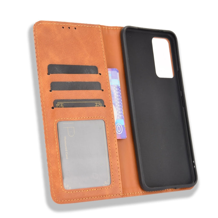 For vivo V21 5G / 4G Magnetic Buckle Retro Crazy Horse Texture Horizontal Flip Leather Case with Holder & Card Slots & Photo Frame(Brown) - vivo Cases by buy2fix | Online Shopping UK | buy2fix