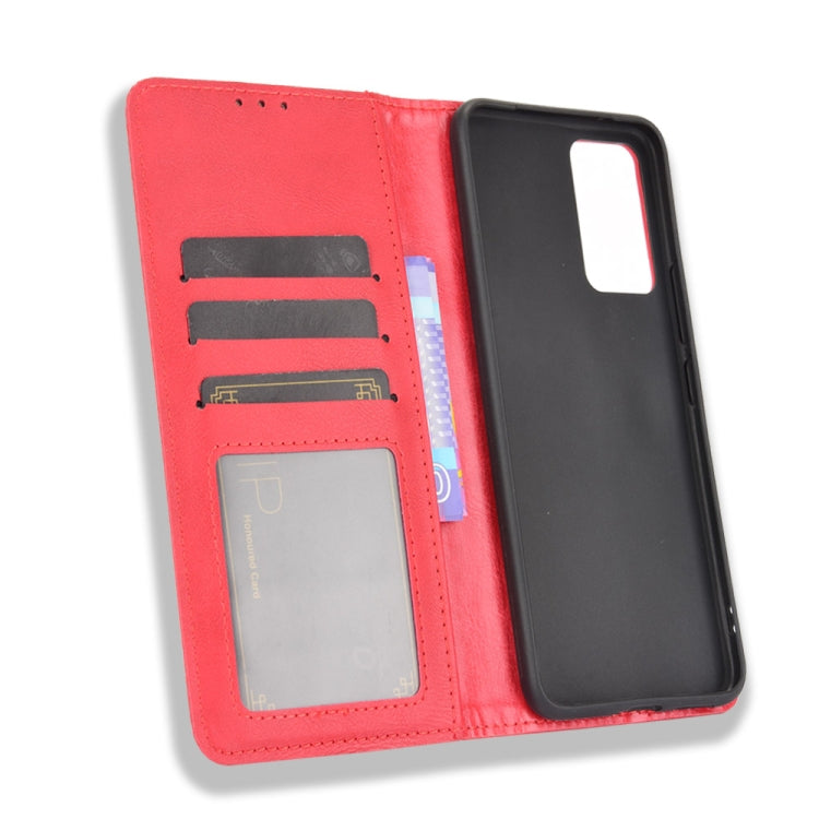 For vivo V21 5G / 4G Magnetic Buckle Retro Crazy Horse Texture Horizontal Flip Leather Case with Holder & Card Slots & Photo Frame(Red) - vivo Cases by buy2fix | Online Shopping UK | buy2fix