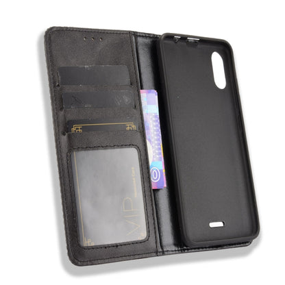 For Wiko Y51 / Sunny 5 Lite Magnetic Buckle Retro Crazy Horse Texture Horizontal Flip Leather Case with Holder & Card Slots & Photo Frame(Black) - More Brand by buy2fix | Online Shopping UK | buy2fix