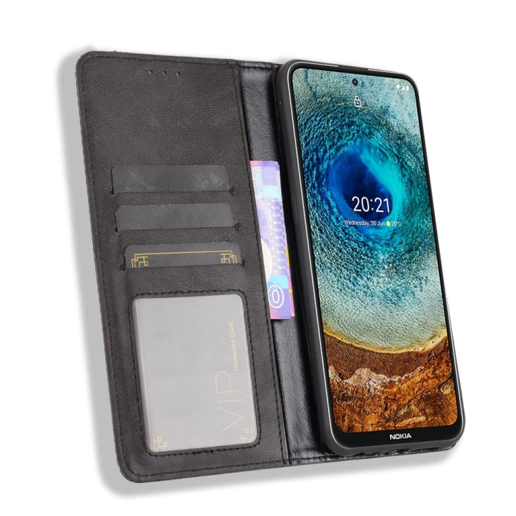 For Nokia X10 / X20 Magnetic Buckle Retro Crazy Horse Texture Horizontal Flip Leather Case with Holder & Card Slots & Photo Frame(Black) by buy2fix