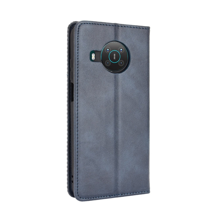 For Nokia X10 / X20 Magnetic Buckle Retro Crazy Horse Texture Horizontal Flip Leather Case with Holder & Card Slots & Photo Frame(Blue) by buy2fix