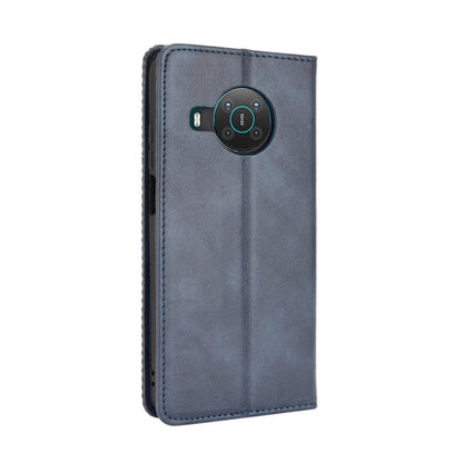 For Nokia X10 / X20 Magnetic Buckle Retro Crazy Horse Texture Horizontal Flip Leather Case with Holder & Card Slots & Photo Frame(Blue) by buy2fix