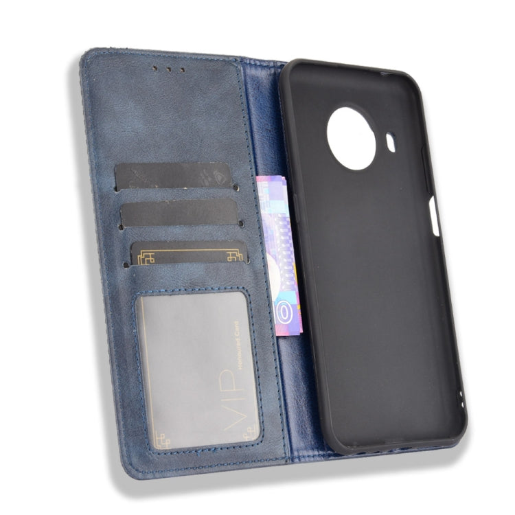 For Nokia X10 / X20 Magnetic Buckle Retro Crazy Horse Texture Horizontal Flip Leather Case with Holder & Card Slots & Photo Frame(Blue) by buy2fix