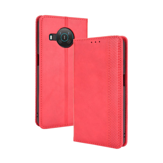 For Nokia X10 / X20 Magnetic Buckle Retro Crazy Horse Texture Horizontal Flip Leather Case with Holder & Card Slots & Photo Frame(Red) by buy2fix