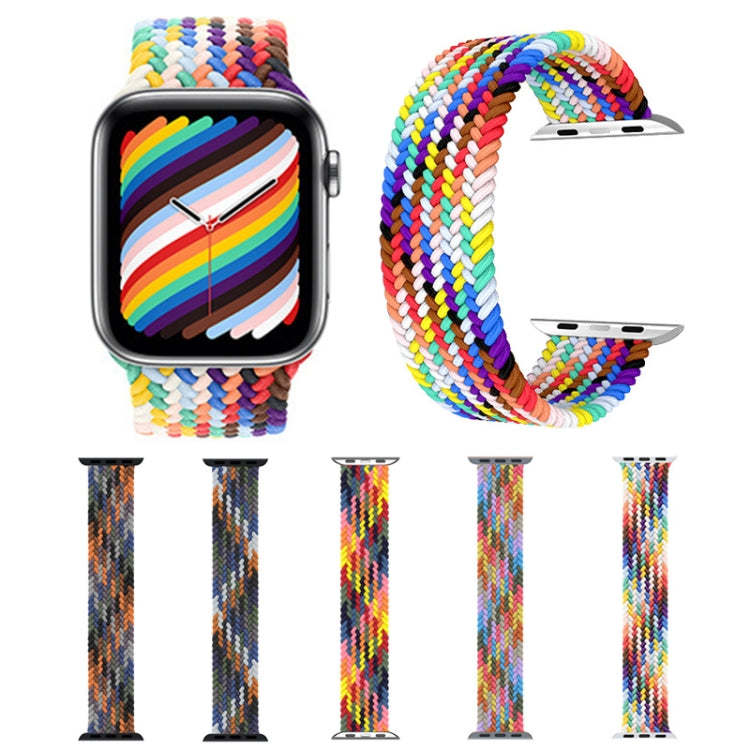 Metal Head Braided Nylon Watch Band, Size: S 145mm For Apple Watch Series 7 45mm / 6 & SE & 5 & 4 44mm / 3 & 2 & 1 42mm(Rainbow Colors) by buy2fix