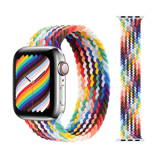 Metal Head Braided Nylon Watch Band, Size: M 155mm For Apple Watch Series 7 45mm / 6 & SE & 5 & 4 44mm / 3 & 2 & 1 42mm(Rainbow Colors) by buy2fix