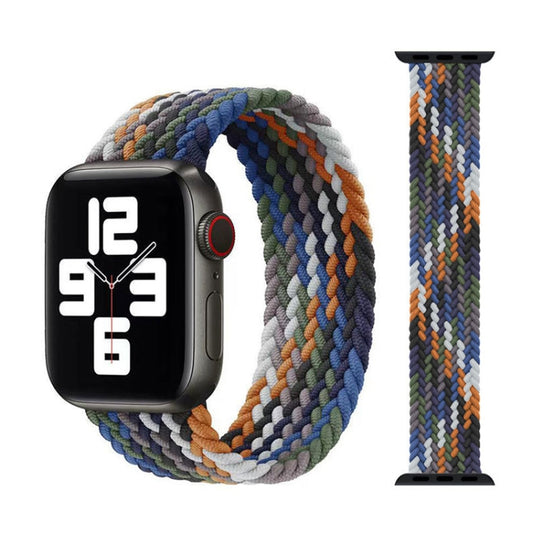 Metal Head Braided Nylon Watch Band, Size: M 155mm For Apple Watch Ultra 49mm&Watch Ultra 2 49mm / Series 9&8&7 45mm / SE 3&SE 2&6&SE&5&4 44mm / 3&2&1 42mm(Cowboy Colorful) by buy2fix