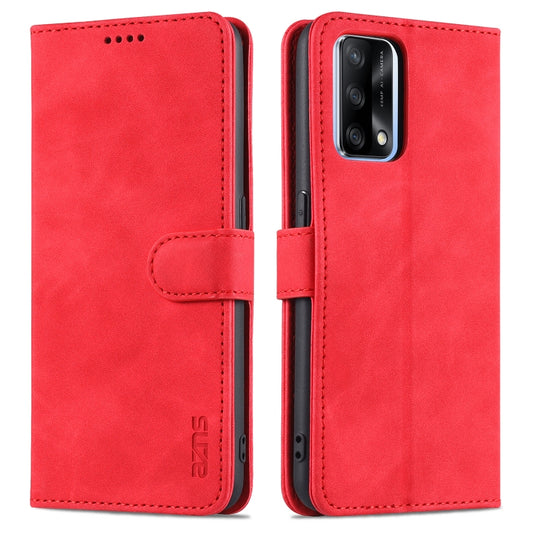 For OPPO A74 4G / F19 AZNS Skin Feel Calf Texture Horizontal Flip Leather Case with Card Slots & Holder & Wallet((Red) by buy2fix