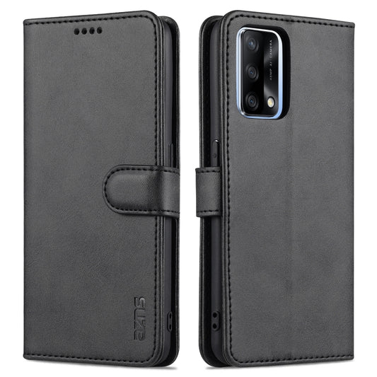 For OPPO A74 4G / F19 AZNS Skin Feel Calf Texture Horizontal Flip Leather Case with Card Slots & Holder & Wallet((Black) by buy2fix