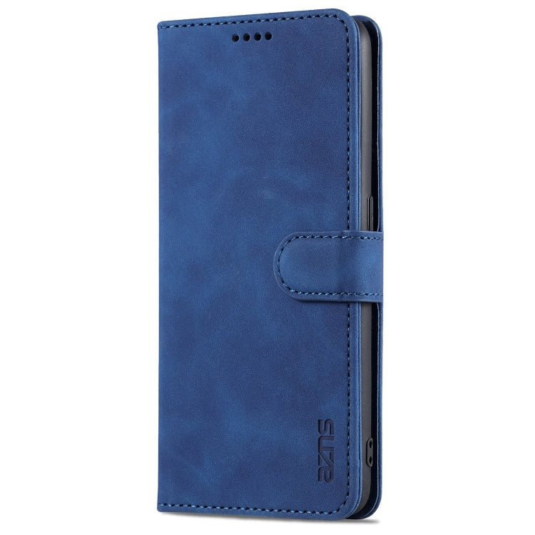 For OPPO A74 4G / F19 AZNS Skin Feel Calf Texture Horizontal Flip Leather Case with Card Slots & Holder & Wallet((Blue) by buy2fix