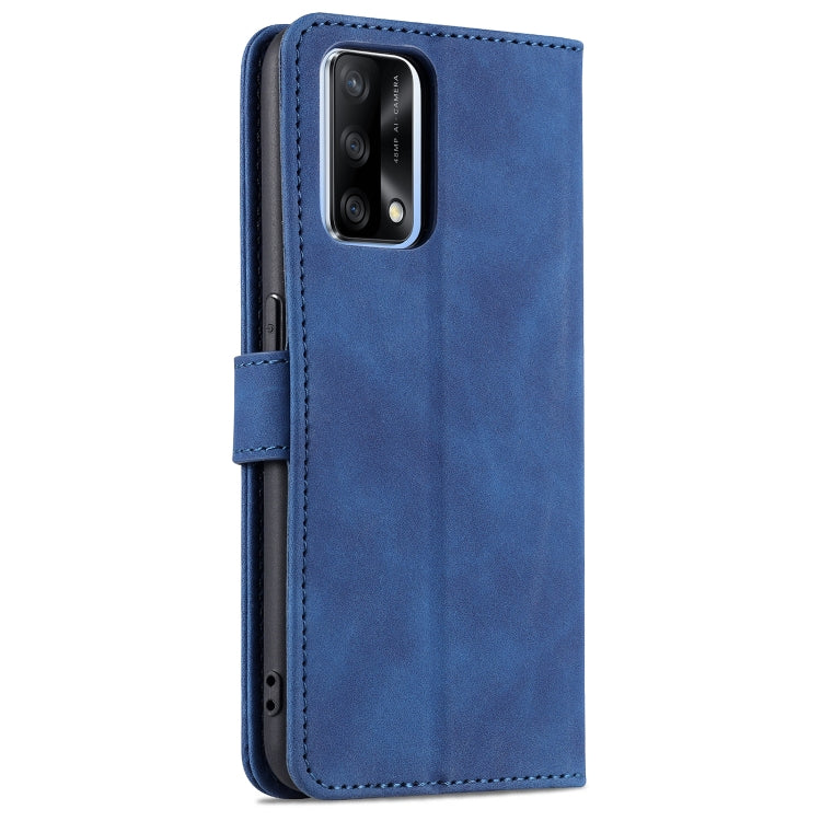 For OPPO A74 4G / F19 AZNS Skin Feel Calf Texture Horizontal Flip Leather Case with Card Slots & Holder & Wallet((Blue) by buy2fix
