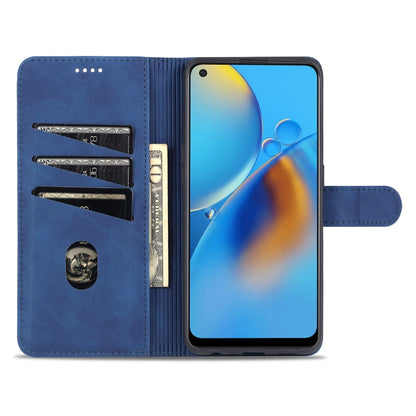 For OPPO A74 4G / F19 AZNS Skin Feel Calf Texture Horizontal Flip Leather Case with Card Slots & Holder & Wallet((Blue) by buy2fix
