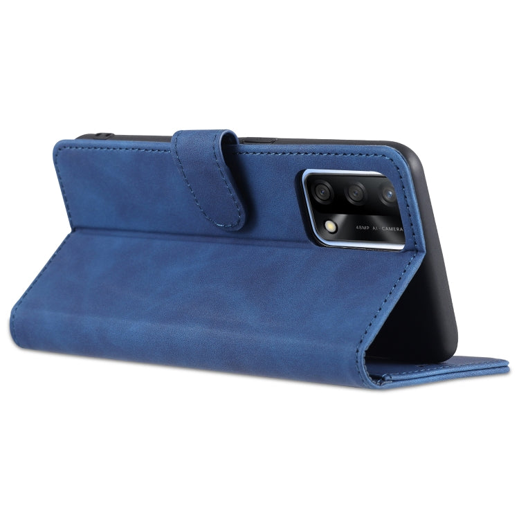 For OPPO A74 4G / F19 AZNS Skin Feel Calf Texture Horizontal Flip Leather Case with Card Slots & Holder & Wallet((Blue) by buy2fix