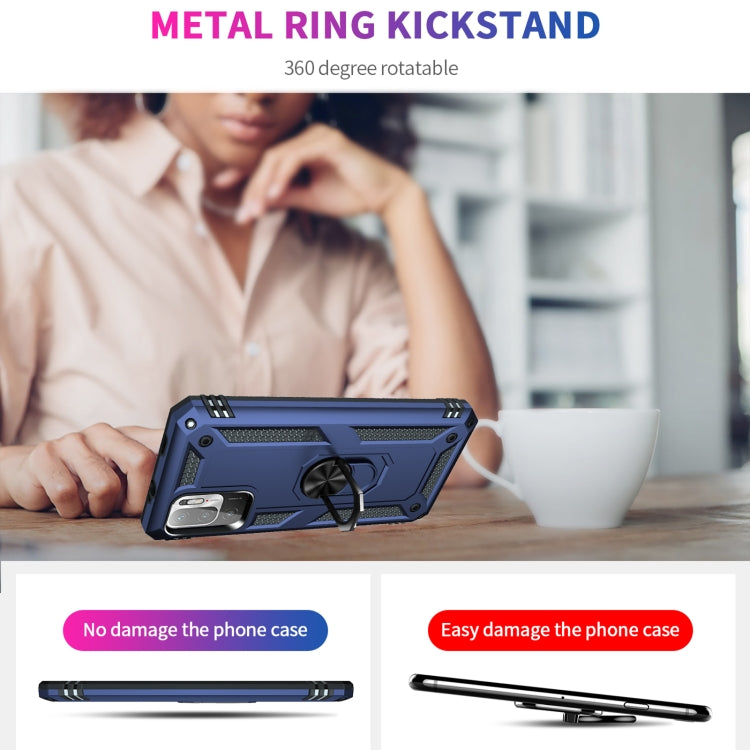 For Xiaomi Redmi Note 10 5G Shockproof TPU + PC Protective Case with 360 Degree Rotating Holder(Blue) - Xiaomi Cases by buy2fix | Online Shopping UK | buy2fix