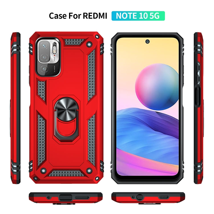 For Xiaomi Redmi Note 10 5G Shockproof TPU + PC Protective Case with 360 Degree Rotating Holder(Red) by buy2fix