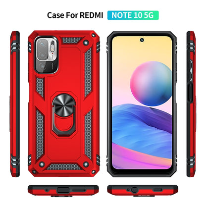 For Xiaomi Redmi Note 10 5G Shockproof TPU + PC Protective Case with 360 Degree Rotating Holder(Red) by buy2fix