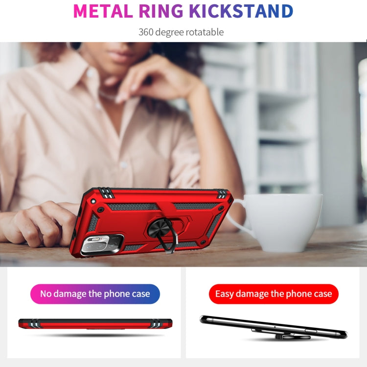 For Xiaomi Redmi Note 10 5G Shockproof TPU + PC Protective Case with 360 Degree Rotating Holder(Red) by buy2fix