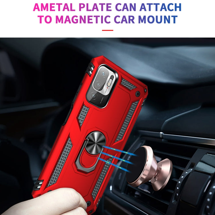 For Xiaomi Redmi Note 10 5G Shockproof TPU + PC Protective Case with 360 Degree Rotating Holder(Red) by buy2fix