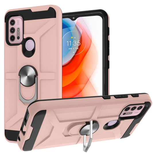 For Motorola Moto G10 / G30 War-god Armor TPU + PC Shockproof Magnetic Protective Case with Ring Holder(Rose Gold) - Motorola Cases by buy2fix | Online Shopping UK | buy2fix