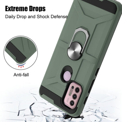 For Motorola Moto G10 / G30 War-god Armor TPU + PC Shockproof Magnetic Protective Case with Ring Holder(Deep Green) - Motorola Cases by buy2fix | Online Shopping UK | buy2fix