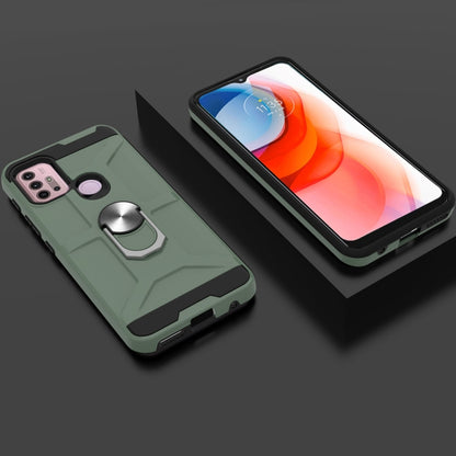 For Motorola Moto G10 / G30 War-god Armor TPU + PC Shockproof Magnetic Protective Case with Ring Holder(Deep Green) - Motorola Cases by buy2fix | Online Shopping UK | buy2fix