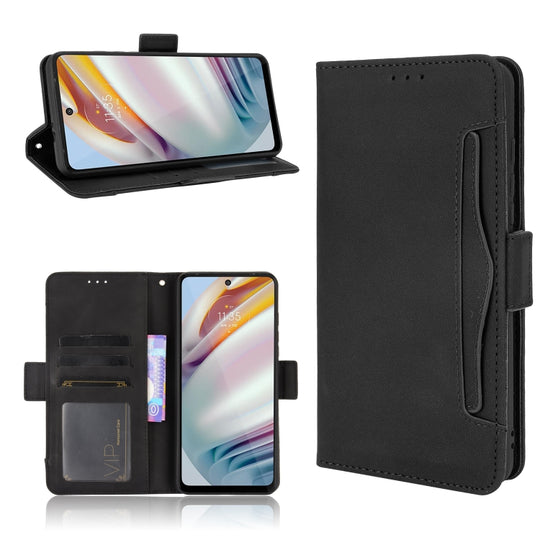 For Motorola Moto G40 Fusion / Moto G60 Skin Feel Calf Pattern Horizontal Flip Leather Case with Holder & Card Slots & Photo Frame(Black)