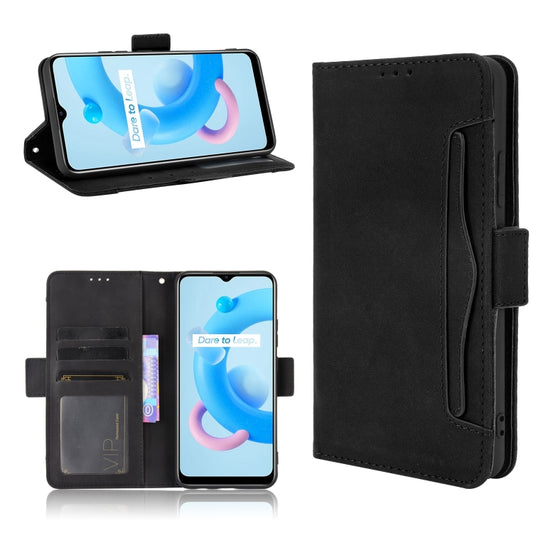 For OPPO Realme C11 2021 / C20 / C20A Skin Feel Calf Pattern Horizontal Flip Leather Case with Holder & Card Slots & Photo Frame(Black) - Realme Cases by buy2fix | Online Shopping UK | buy2fix