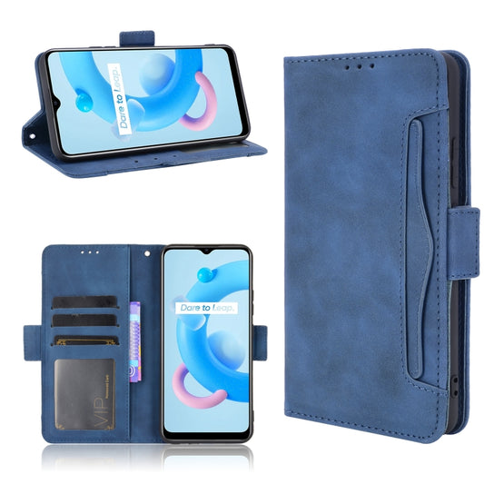 For OPPO Realme C11 2021 / C20 / C20A Skin Feel Calf Pattern Horizontal Flip Leather Case with Holder & Card Slots & Photo Frame(Blue) - Realme Cases by buy2fix | Online Shopping UK | buy2fix