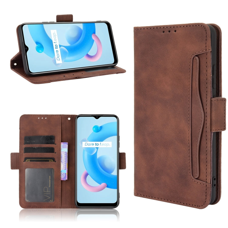 For OPPO Realme C11 2021 / C20 / C20A Skin Feel Calf Pattern Horizontal Flip Leather Case with Holder & Card Slots & Photo Frame(Brown) - Realme Cases by buy2fix | Online Shopping UK | buy2fix