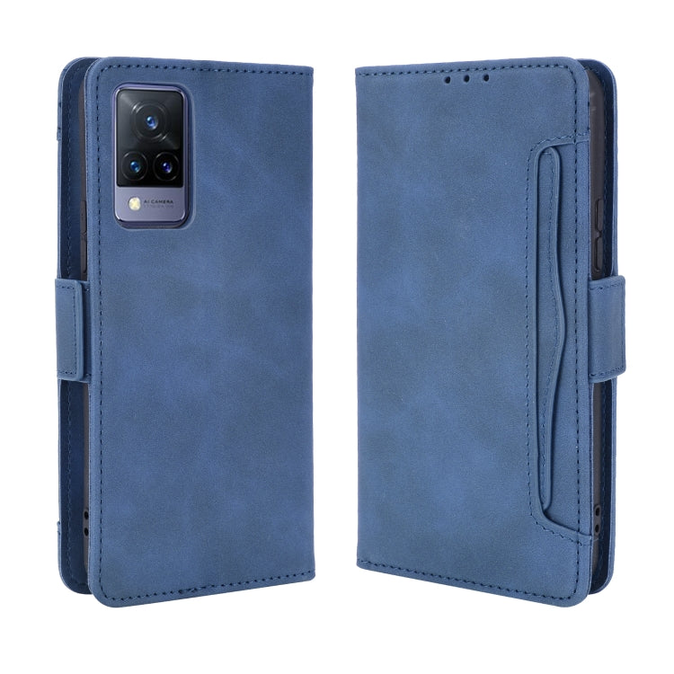 For vivo V21 5G / 4G Skin Feel Calf Pattern Horizontal Flip Leather Case with Holder & Card Slots & Photo Frame(Blue) - vivo Cases by buy2fix | Online Shopping UK | buy2fix