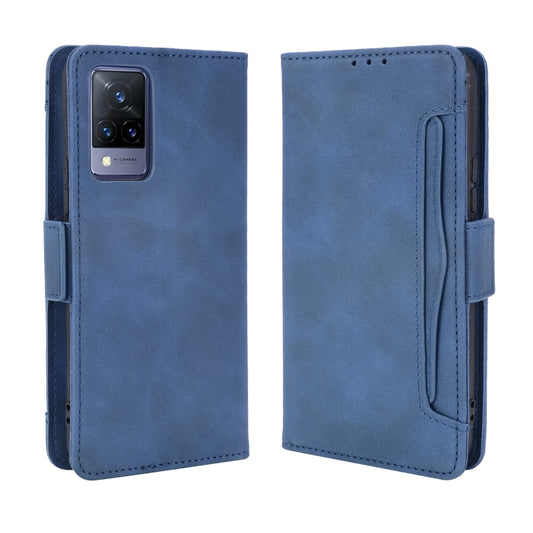 For vivo V21 5G / 4G Skin Feel Calf Pattern Horizontal Flip Leather Case with Holder & Card Slots & Photo Frame(Blue) - vivo Cases by buy2fix | Online Shopping UK | buy2fix