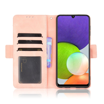 For Samsung Galaxy A22 4G Skin Feel Calf Pattern Horizontal Flip Leather Case with Holder & Card Slots & Photo Frame(Pink) by buy2fix