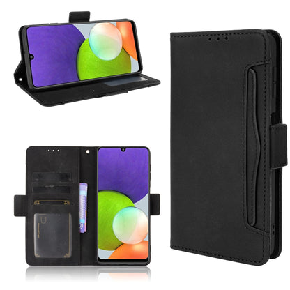 For Samsung Galaxy A22 4G Skin Feel Calf Pattern Horizontal Flip Leather Case with Holder & Card Slots & Photo Frame(Black) by buy2fix