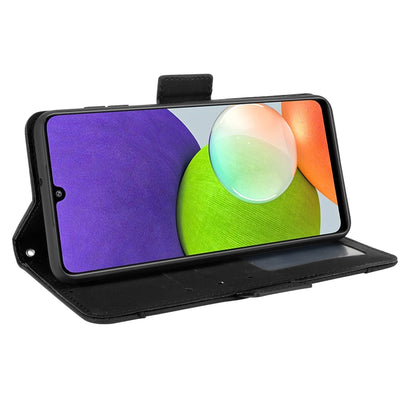 For Samsung Galaxy A22 4G Skin Feel Calf Pattern Horizontal Flip Leather Case with Holder & Card Slots & Photo Frame(Black) by buy2fix