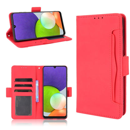 For Samsung Galaxy A22 4G Skin Feel Calf Pattern Horizontal Flip Leather Case with Holder & Card Slots & Photo Frame(Red) by buy2fix