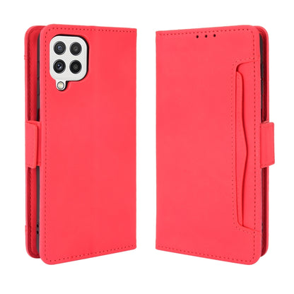 For Samsung Galaxy A22 4G Skin Feel Calf Pattern Horizontal Flip Leather Case with Holder & Card Slots & Photo Frame(Red) by buy2fix