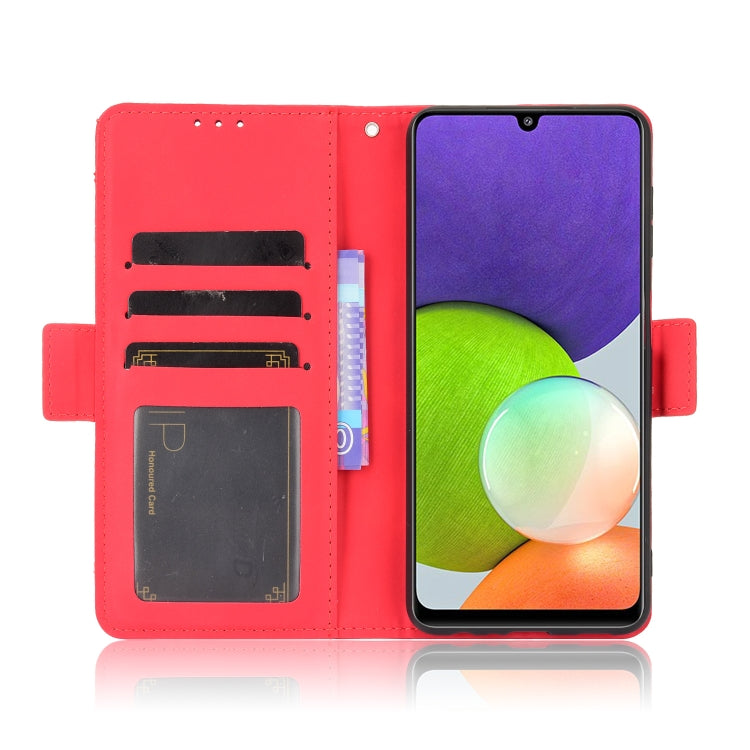 For Samsung Galaxy A22 4G Skin Feel Calf Pattern Horizontal Flip Leather Case with Holder & Card Slots & Photo Frame(Red) by buy2fix