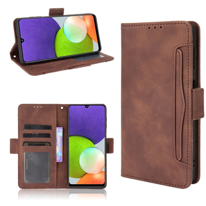For Samsung Galaxy A22 4G Skin Feel Calf Pattern Horizontal Flip Leather Case with Holder & Card Slots & Photo Frame(Brown) by buy2fix