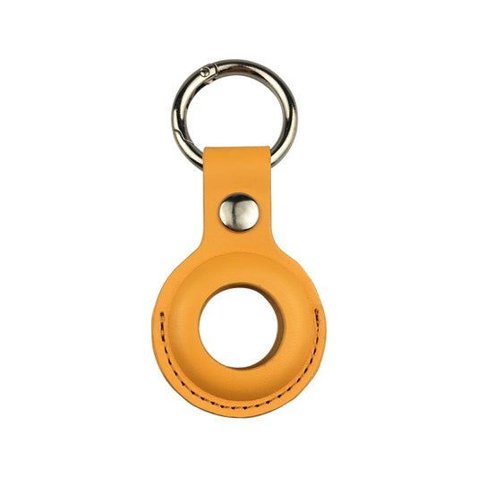 Shockproof Anti-scratch Leather Protective Case Cover Key Chain with Hang Loop For AirTag(Yellow) - Key Chain Series by buy2fix | Online Shopping UK | buy2fix