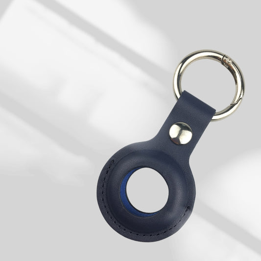 Shockproof Anti-scratch Leather Protective Case Cover Key Chain with Hang Loop For AirTag(Deep Blue) by buy2fix