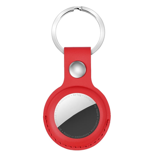 For AirTag Shockproof Anti-scratch Leather Protective Case Cover with Hang Loop Key Chain(Red) - Key Chain Series by buy2fix | Online Shopping UK | buy2fix
