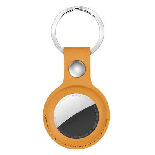 For AirTag Shockproof Anti-scratch Leather Protective Case Cover with Hang Loop Key Chain(Yellow) - Key Chain Series by buy2fix | Online Shopping UK | buy2fix